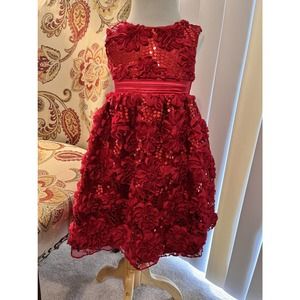 American Princess Red Rose And Sequin Dress, Sz 2T